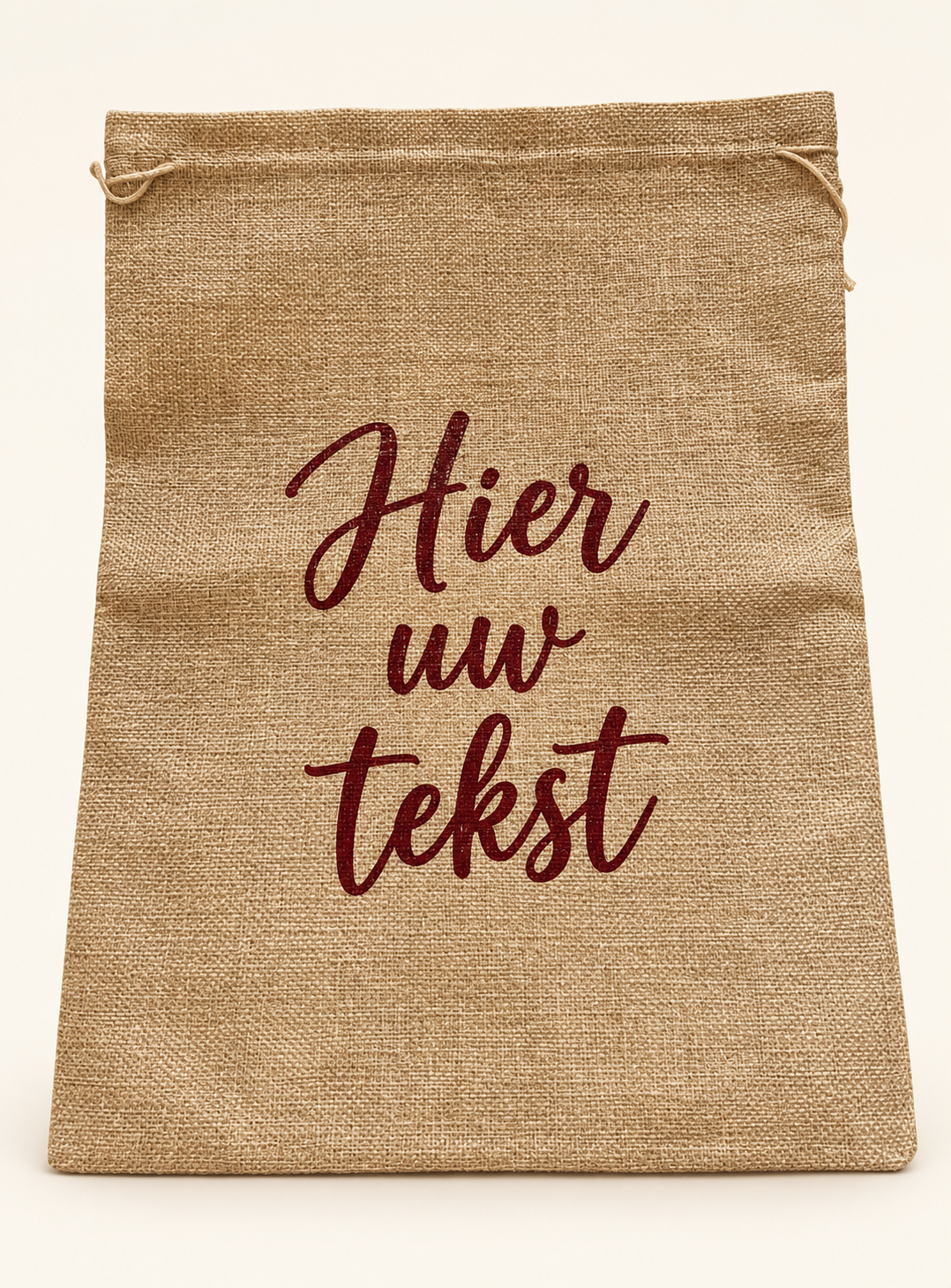 Jute cadeauzak met eigen tekst – 61 × 45 cm