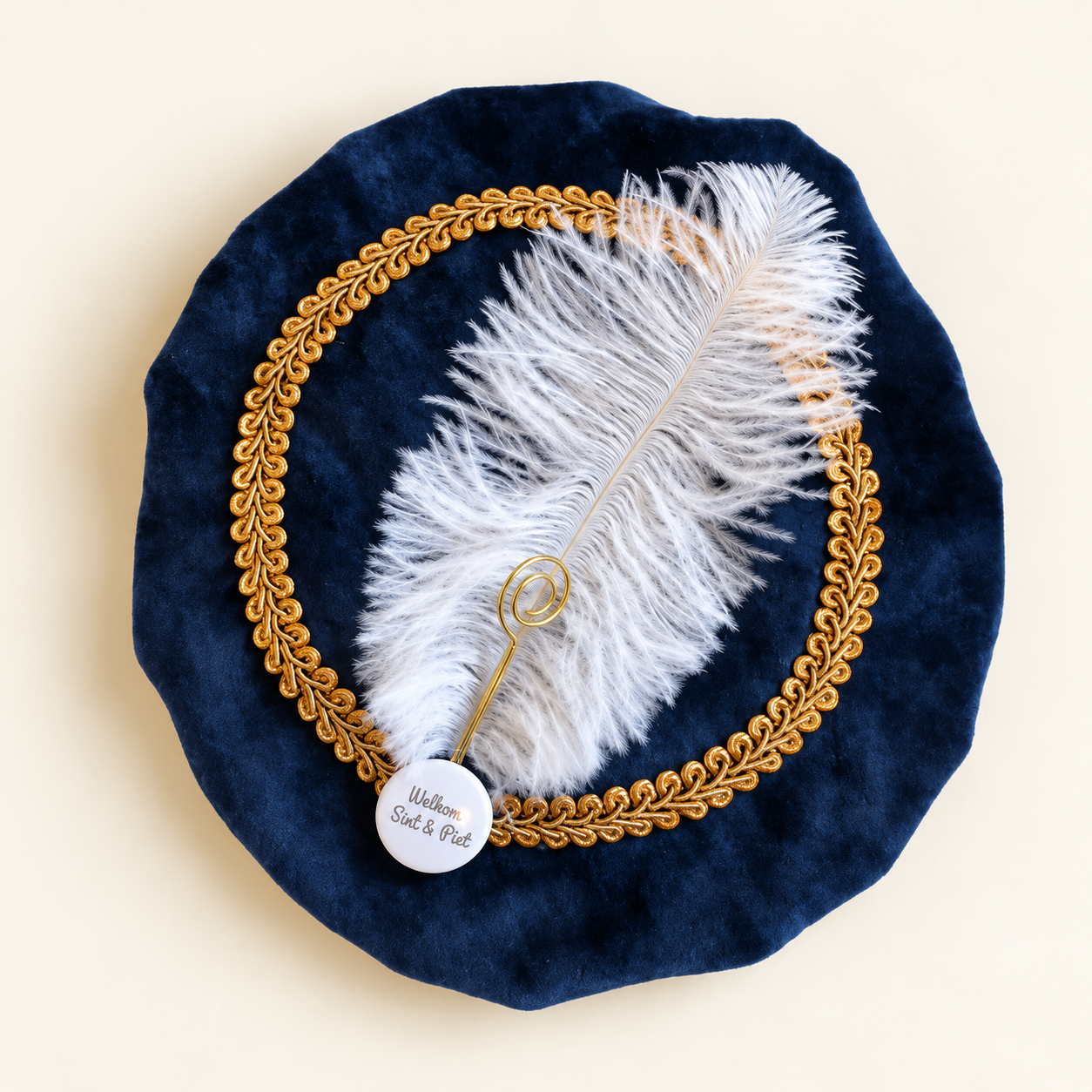 Luxe velvet pietenmuts blauw met naam