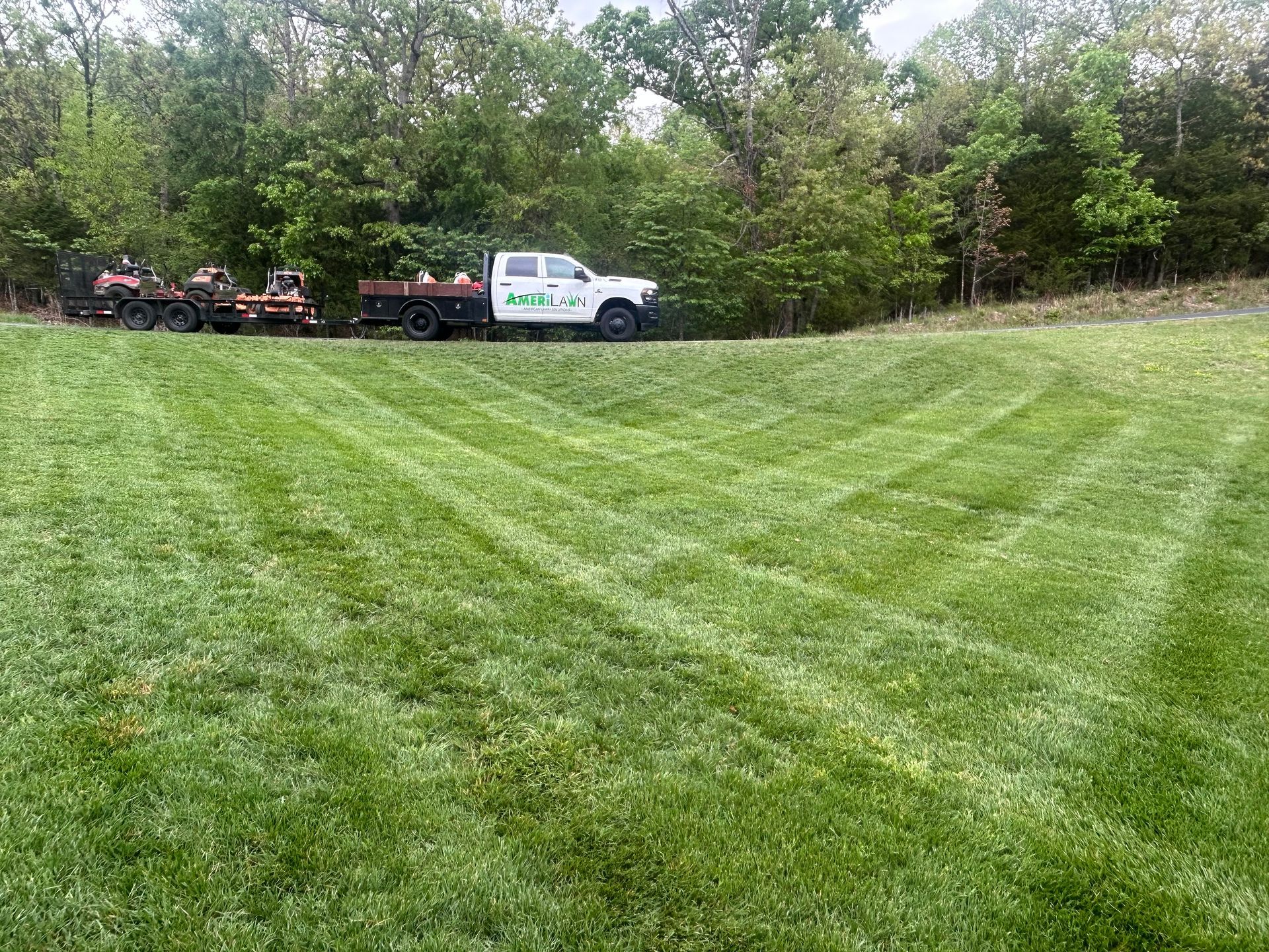 AmeriLawn Solutions truck beside a maintained lawn