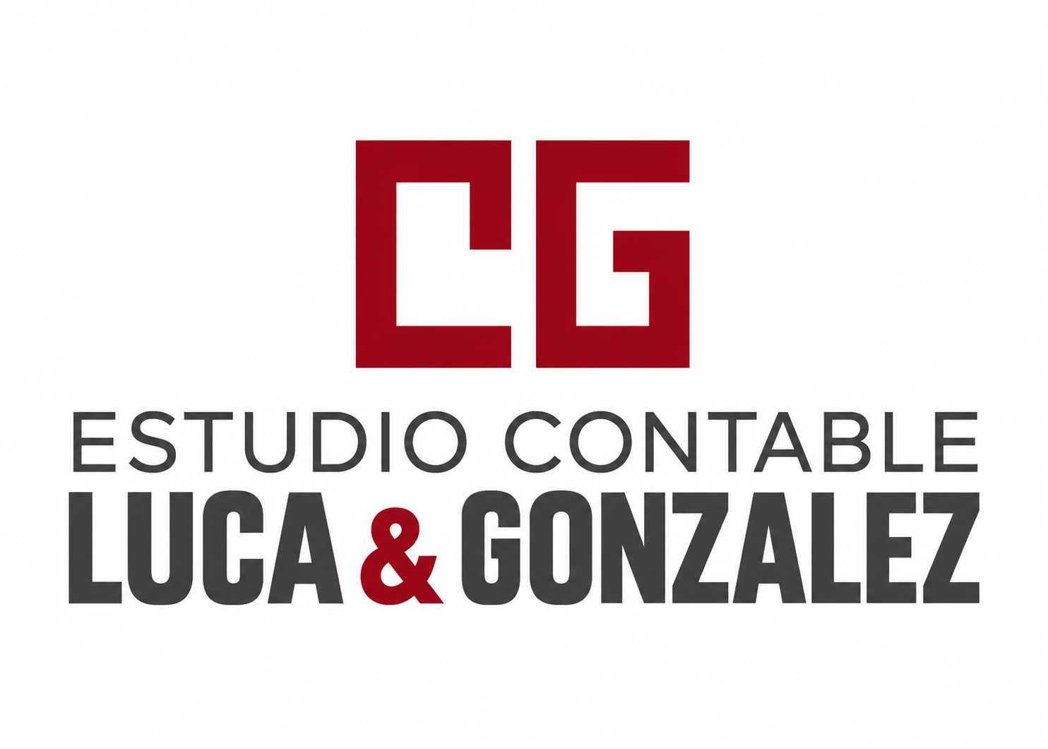 Logotipo del Estudio Contable LyG con letras beige y borgoña sobre un fondo claro