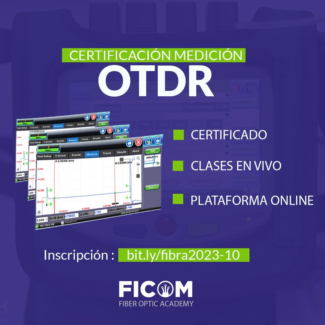 Mediciones OTDR, Capacitación, certificación , redes, formación técnica, ONLINE