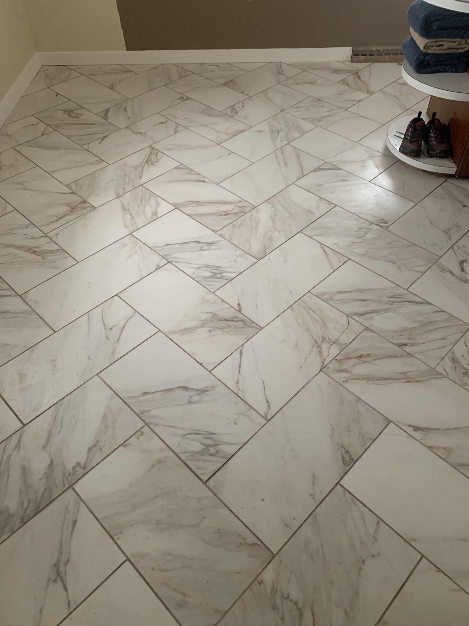 Herringbone Porcelain Tile Flooring — Fort Wayne, IN — G & W Flooring