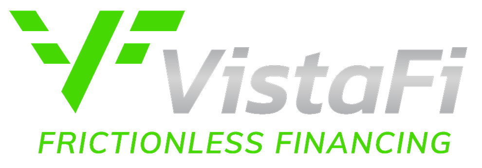 VistaFi logo with green and gray text and the tagline “Frictionless Financing”