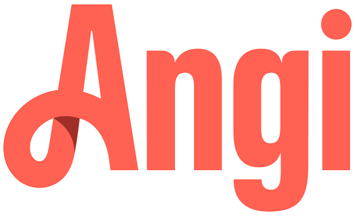 Coral-red Angie logo on a white background