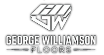 George Williamson Floors logo in black and white with stylized GW monogram