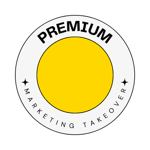 Circular badge with a yellow center, white border, and black text reading