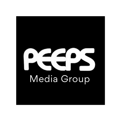 A white logo on a black background featuring the word