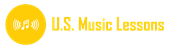 U.S. Music Lessons logo with yellow circle and white musical note icon