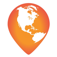 Google Ads & AI SEO Services: Orange map pin with a white globe showing North and South America