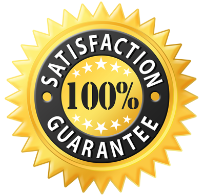 A gold and black satisfaction guarantee seal