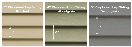 Three side-by-side samples of lap siding in brushed tan (3