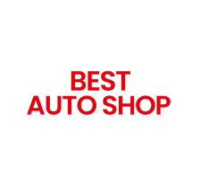 Red text reading “BEST AUTO SHOP” on a white background | Pete's Automotive