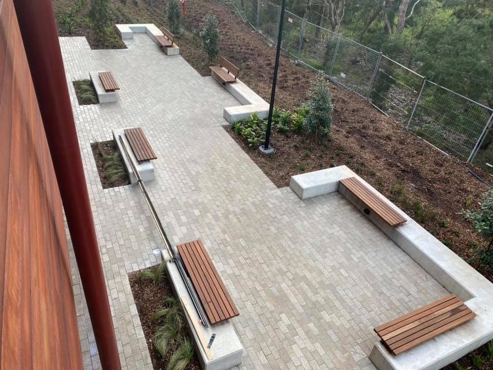 Outdoor Space With Paver Flooring — Landscape Supplies in Wauchope, NSW