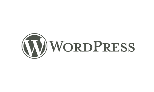 A black and white logo for wordpress on a white background.