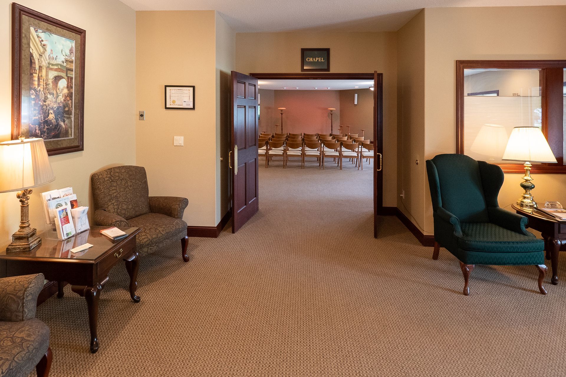 The interior of Hoff Funeral Home