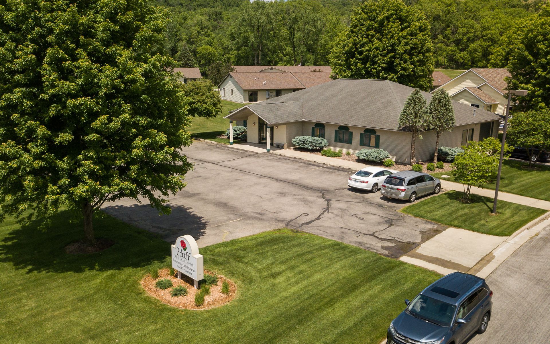 The exterior of Hoff Funeral Home