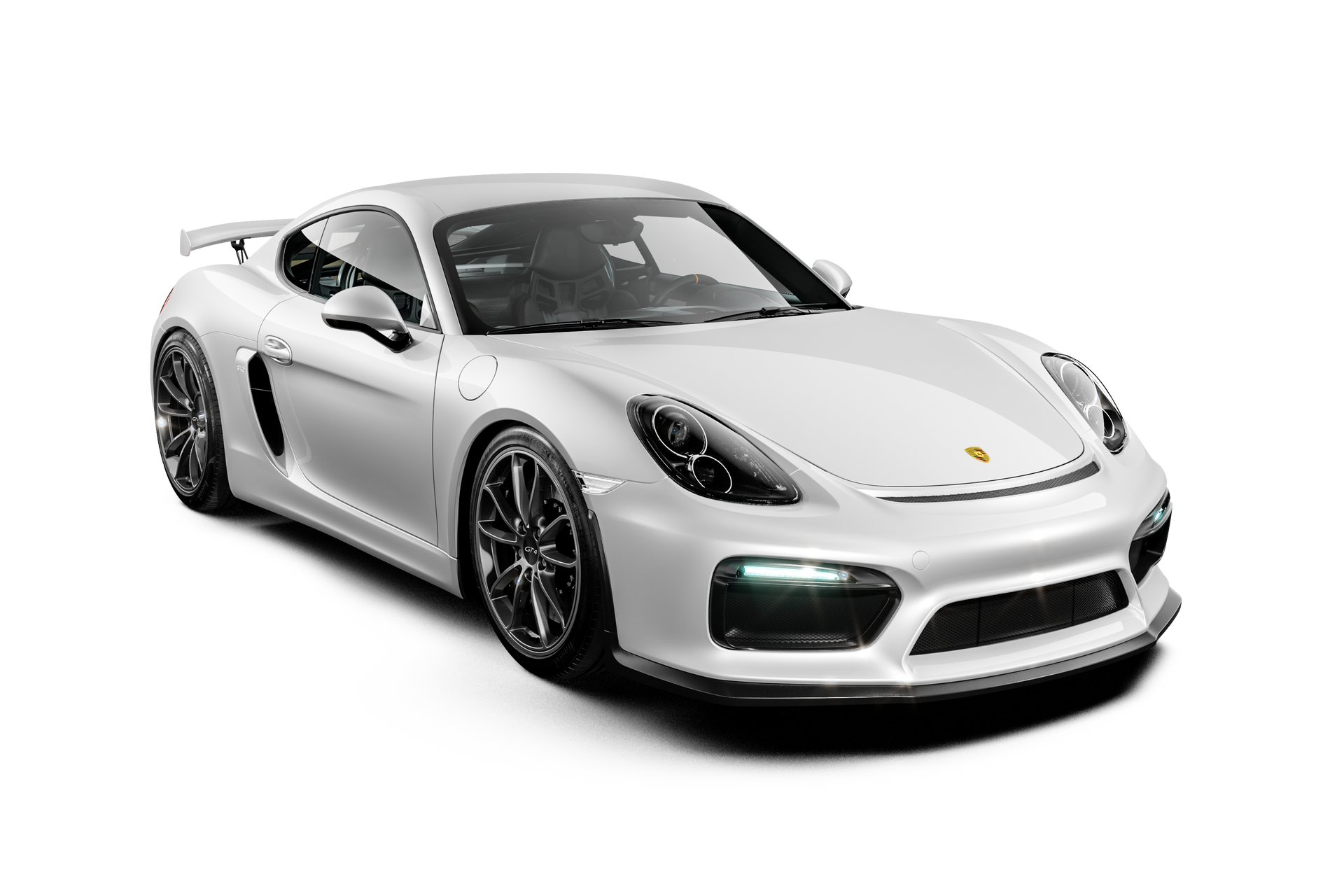 White sports coupe on a white background, shown in three-quarter front view.