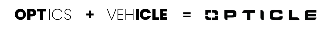 OPTICS + VEHICLE = OPTICLE logo in black, with a green vehicle icon
