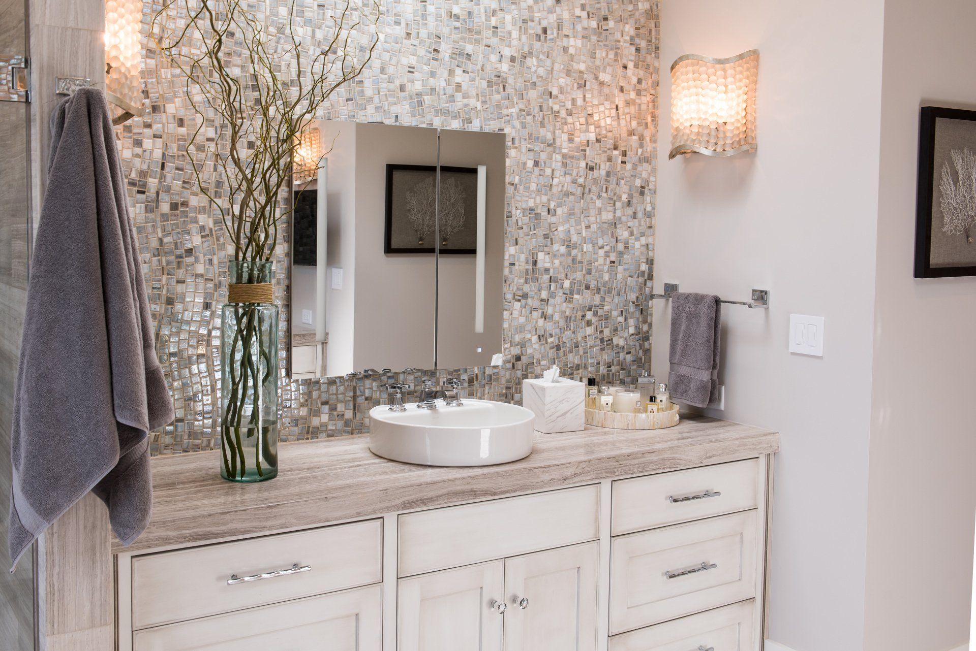 White Cabinet in Bathroom — Morehead City, NC — The Cabinet Shop