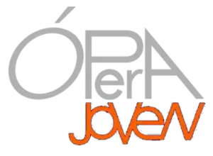 Se muestra un logotipo de Opera Jovem sobre un fondo blanco.