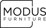 Logo for Modus Furniture, a furniture brand. The word 