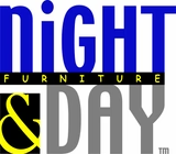 Night & Day Furniture logo with blue, yellow, and grey text. The word 