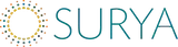 Surya logo with a sunburst symbol and text in teal.