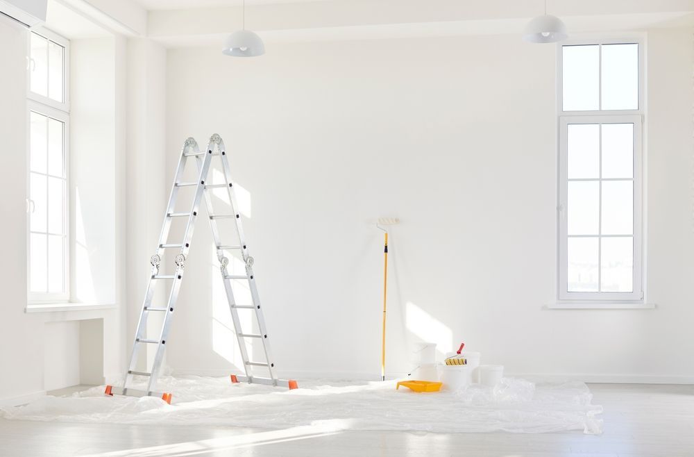 There is a ladder in the middle of the room.