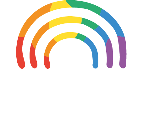 Ein regenbogenfarbener Kreis auf weißem Hintergrund