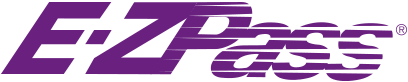 The E-ZPass logo in purple text on a white background, featuring stylized horizontal lines through the lettering.