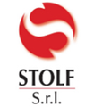 Logo di STOLF Srl con emblema astratto rosso e testo nero.