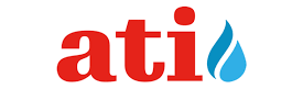 Logo ATI con lettere rosse e icona di una goccia d'acqua blu