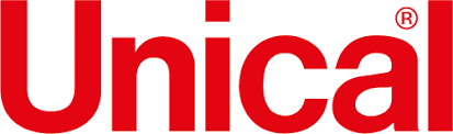 Logo rosso “Unica” su sfondo bianco.