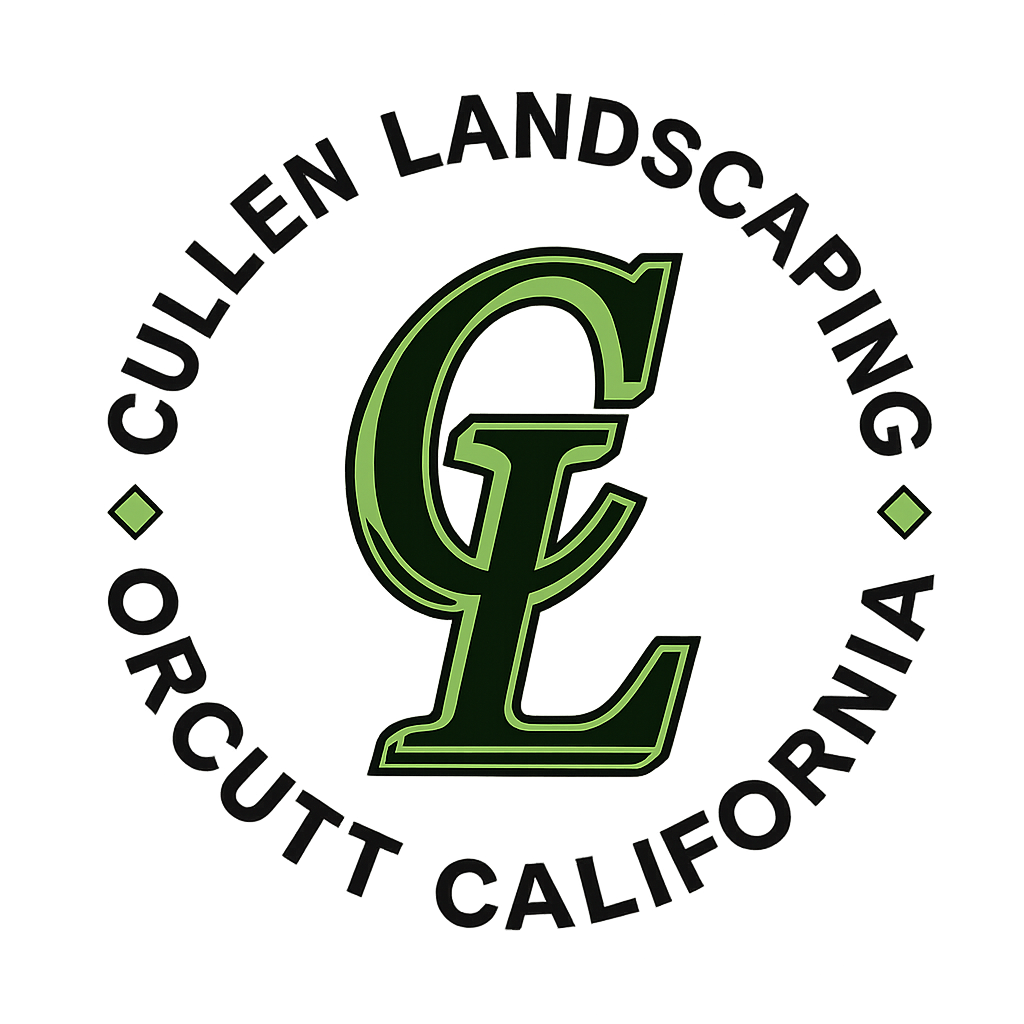 Cullen Landscaping logo with green CL monogram and black circular text, Orcutt, California