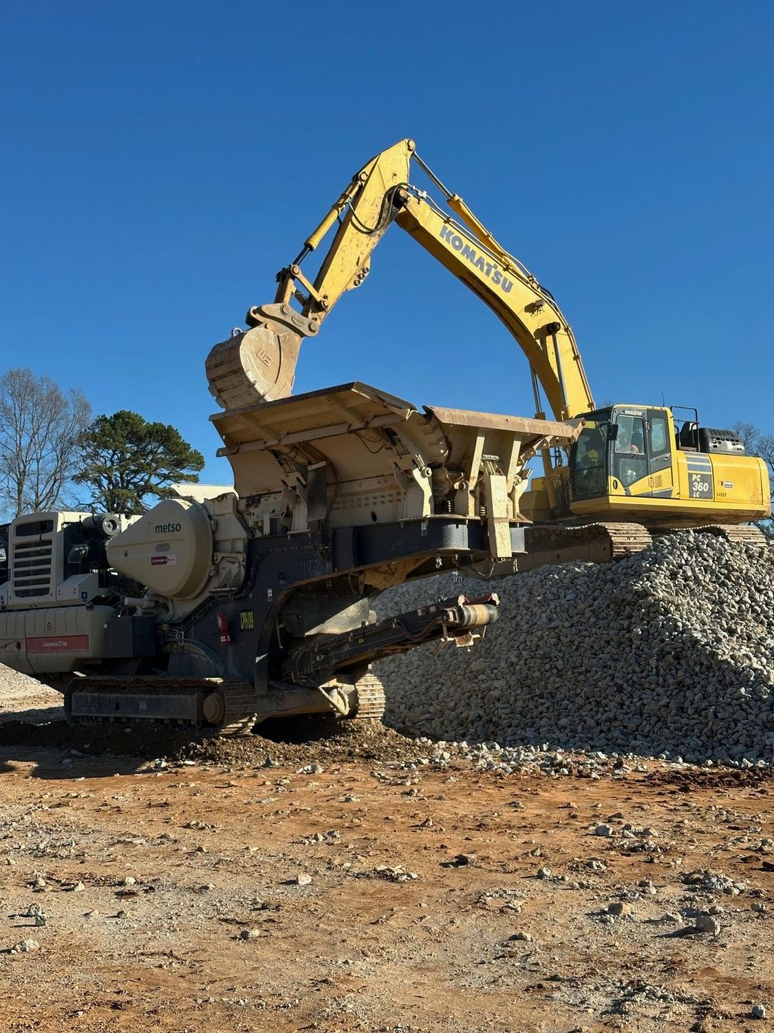 Concrete recycling operation at MLM Contractors yard