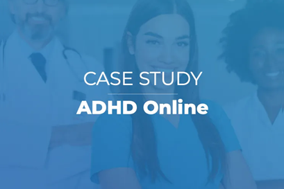 A blue background with the words case study adhd online on it