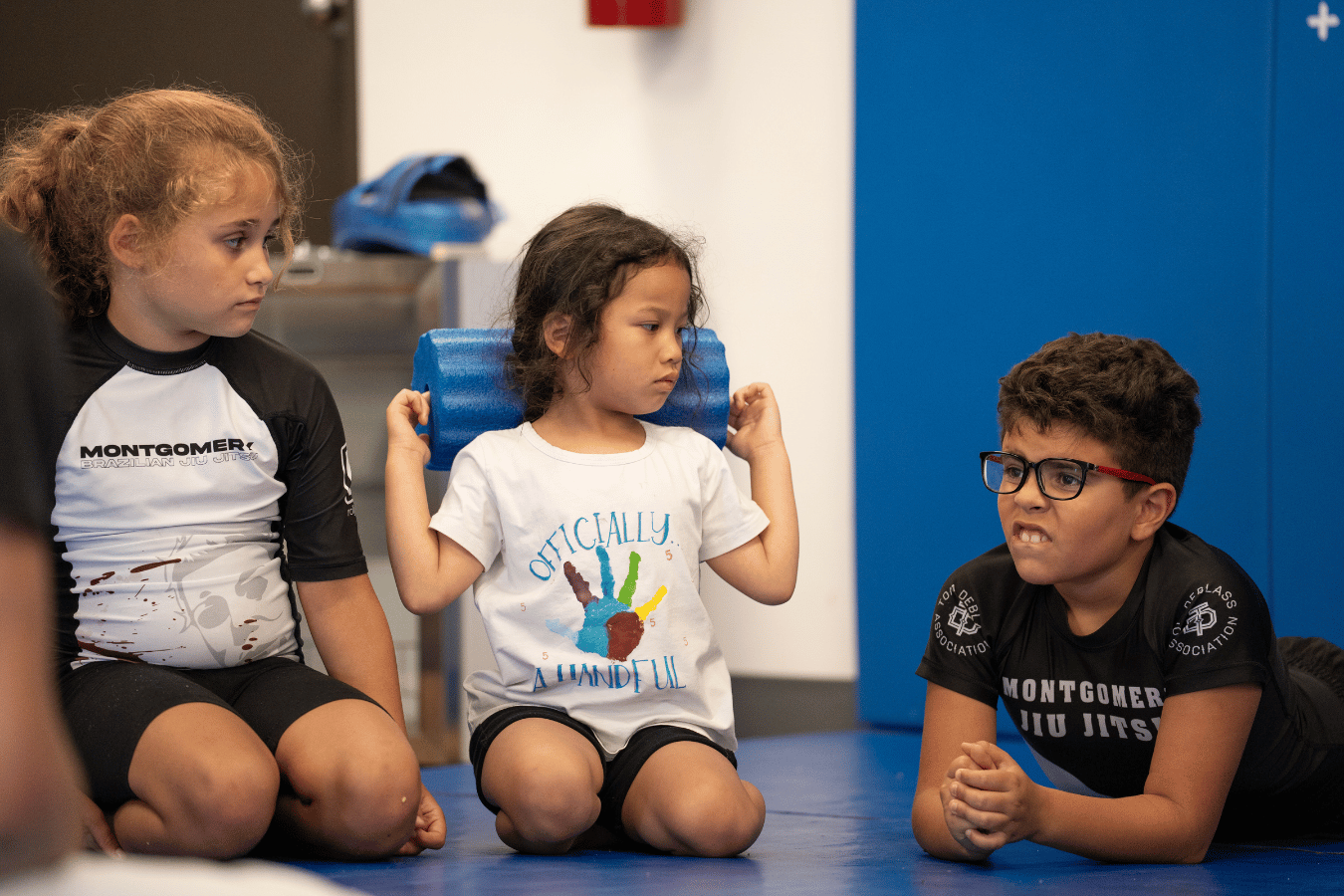 Kids practicing grappling drills at Montgomery Brazilian Jiu-Jitsu in Montgomery, NJ.