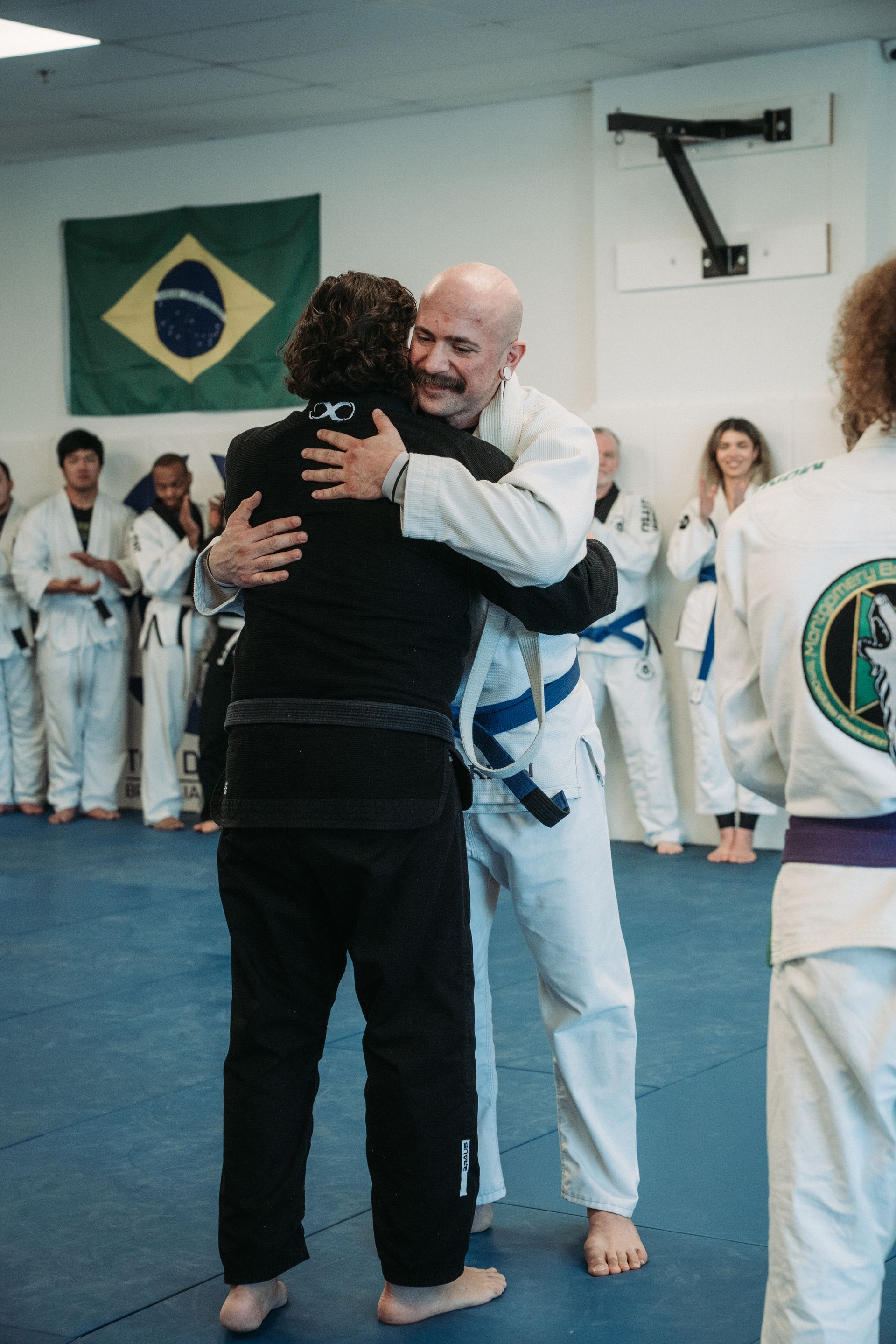 Adults drilling jiu-jitsu technique at Montgomery Brazilian Jiu-Jitsu in Montgomery, NJ.