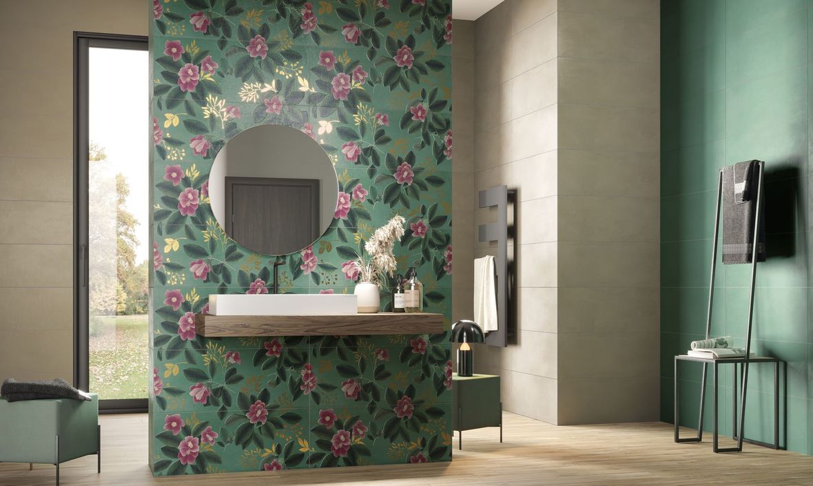Pavimento e rivestimento bagno in gres porcellanato della serie Tuscany di Naxos ceramiche