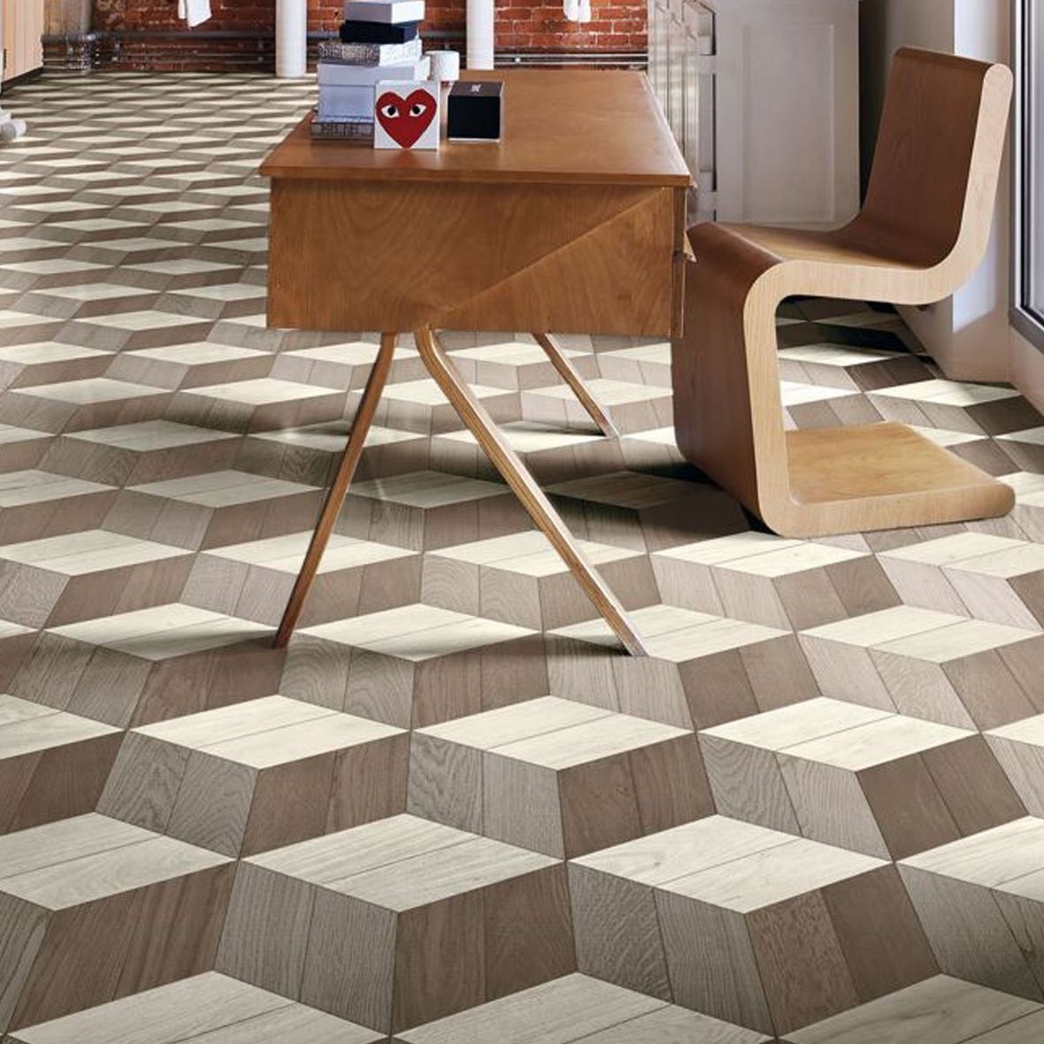 wood Bisazza parquet decorato escalier