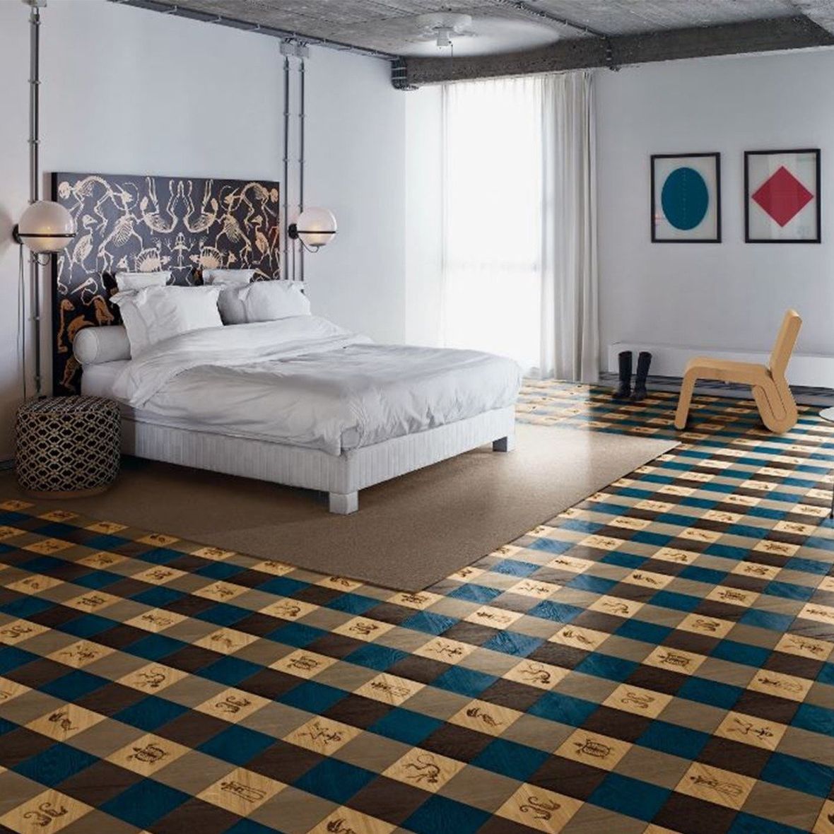 wood Bisazza parquet decorato gingham