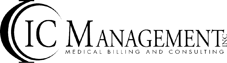 IC Management logo with black text and circular “IC” emblem; “Medical Billing and Consulting” beneath