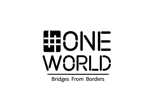 ONE WORLD logo with “Bridges From Borders” tagline on a white background
