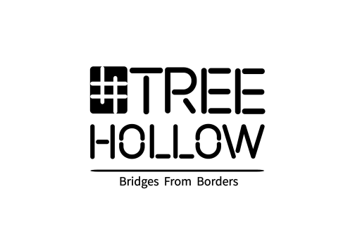 Tribe Hollow logo in black with tagline “Bridges From Borders” on white background