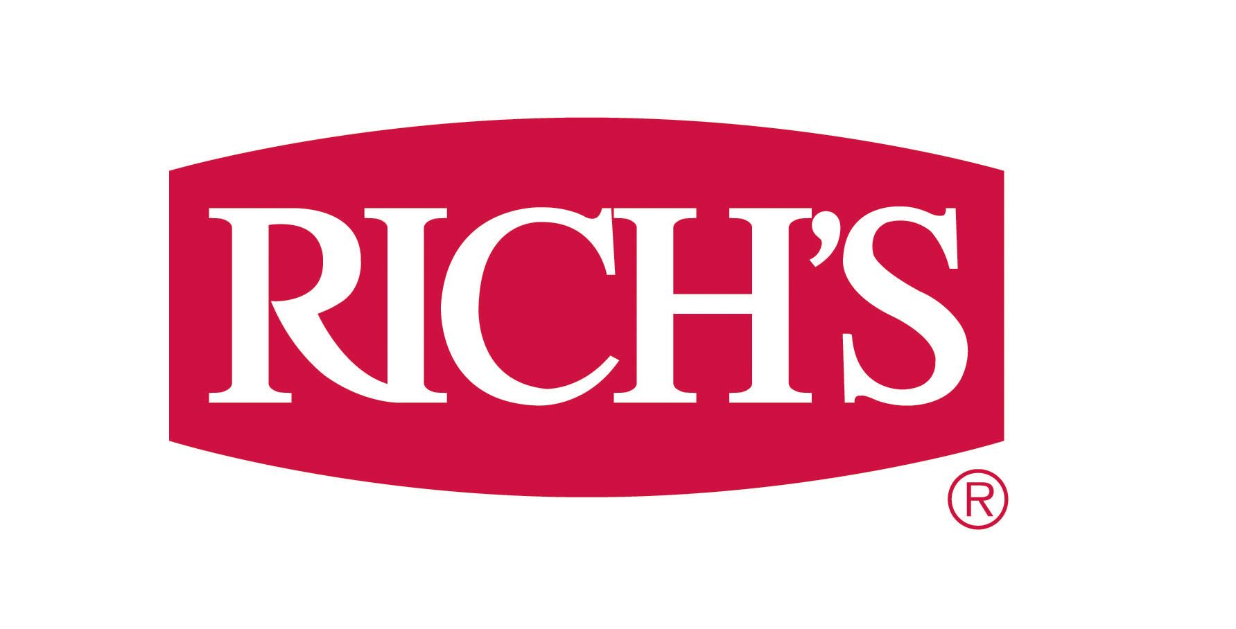 Rich’s logo in white text on a red oval background