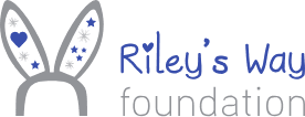 Riley’s Way Foundation logo with gray bunny ears and blue heart and stars