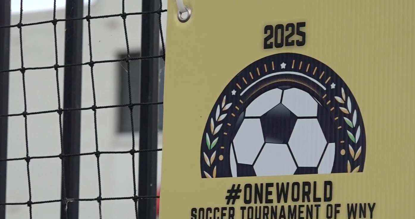 2025 soccer tournament banner with a soccer ball logo and the text “#ONEWORLD” and “SOCCER TOURNAMENT OF WAY”