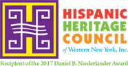 Hispanic Heritage Council logo with purple emblem and colorful text, recipient of the 2017 Daniel B. Niederlander Award