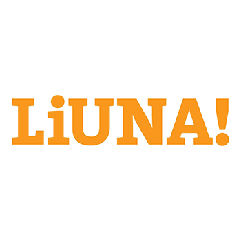 The word liuna is written in orange letters on a white background