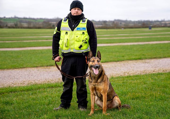 Dog handler and k9 on patrol Warwickshire 